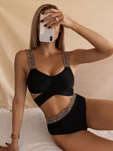 Solid color digital black one size sexy split spot swimsuit