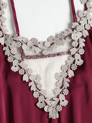 Women's Fresh Home Pajamas Deep V Backless Nightdress Suspender Lace Home Clothes