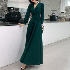 Ladies V Neck Long Sleeve Party Evening Dress Fashion Party Dress LX133