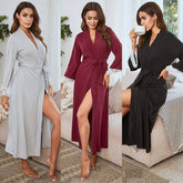Women Long Wedding Bride Bridesmaid Robes Bride Elegant Sleepwear Lace Women Dressing Gown Bathrobe Bath Robe Sleep Lounge