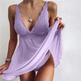 Sexy Women Suspender Nightdress Women Sexy Nightdress Sleeveless Lace Female Nightgown Solid Sleepwear For Female