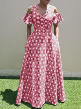 ZANZEA Women Elegant Dresses V-Neck Short Sleeve Ruffle Sleeve Vintage Printing Long Dress Fashion Holiday Casual Loose Ladies Vestido Plus Size