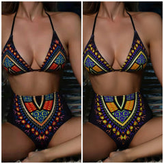 New Europe and America sexy high waist split bikini ladies swimwear