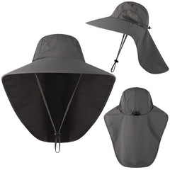 HH Wide Brim Bucket Hat With Neck Cap Quick Dry Big Brim Fishing Hat Outdoor Sports Jungle Hiking Hat Men Fisherman Hat Sun Hat