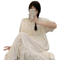 بيجامة جديدة لعام 2023 تنورة بيجامة حريرية صيفية للسيدات بلوفر طويل صيفي فستان نوم غير رسمي بنمط نسائي