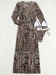 New striped lace-up dress mesh three-piece bikini