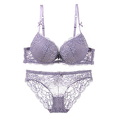 New style deep V gathered lace bra 【Set】