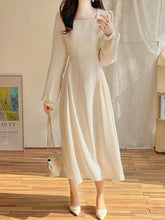 ZANZEA Women Long Puff Sleeve Dress Elegant Square Collar Maxi Vestido Fashion Bandage Waisted Long Robe Casual Solid Dress