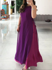 فستان أنيق بخياطة من الشيفون باللون الأرجواني