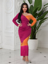 Rose Colorblock Elegant Hip Dress