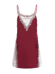 فستان نوم حريري محاكاة خياطة دانتيل للسيدات الأوروبي والأمريكي JFS2JX1111