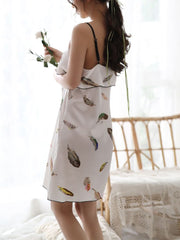 Sexy Ladies Nightdress Tube Top Sling Pajamas Feather Homewear Short Skirt