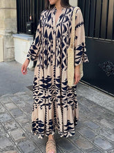 Printed Long Shirt Dress Women Retro Button Top Dress Women Fashion V Neck Long Sleeve Dress Ladies Oversized Loose Dress