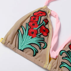 Popular print straps high waist tube top two-piece sexy swimsuit European and American bikini