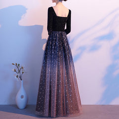 Ladies Long Long Sleeve Gradient Mesh Banquet Evening Dress Party Dress Party Dress