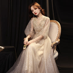 Best-selling new evening dress banquet 2023 new summer temperament long section champagne color celebrity student annual meeting evening dres