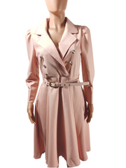 New women's coat lapel pleated strap belt temperament commuter dress 5-27