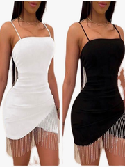 European and American Dress Diamond Decorated Tassel Skirt Wrapped Chest Suspenders Elegant Dress Skirt Package Hip Skirt