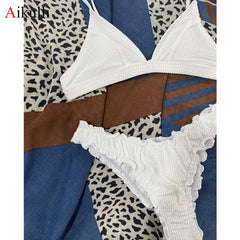 مثير تكدرت التجاعيد البيكينيات المايوه النسائية 2021 ملابس السباحة قطعتين مجموعة البرازيلي الاستحمام الصيف الإناث لباس سباحة