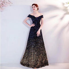 Hadient black elegant temperament dinner stage costume host catwalk long banquet evening dress