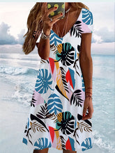 فساتين بوهو نسائية صيفية عصرية بياقة على شكل V وأكمام قصيرة ومطبوعة لحفلات الشاطئ للنساء، فساتين أنيقة غير رسمية للعطلات للنساء