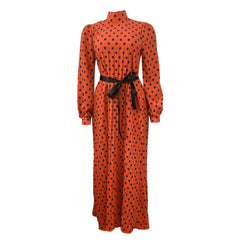 Loose pleated polka dot long skirt large size European and American dress