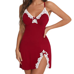 New Sexy Women Lingerie Lace Sleepwear Nightdress Straps Deep V Neck Hot Nightgowns Sleep Dress Backless Erotic Lenceria Pajamas