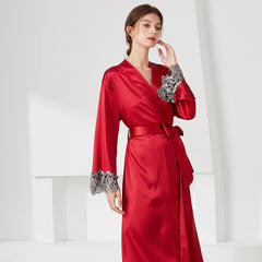 Women Spring Summer Long Style Sleepwear Nightgown Comfortable Pajamas Homewear Womens Sleepwear Silk Nightwear Robes Bathrobe
