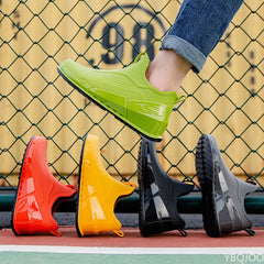 أحذية رجالية للتنزه في الهواء الطلق مانعة للانزلاق أحذية المطر لصيد الأسماك من Shaxi أحذية عمل سوداء متينة أحذية صيد مطاطية مقاومة للماء