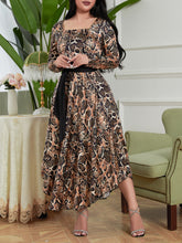 Snake print elegant slim waist dress