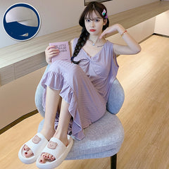 New solid color sweet style vest sleeveless nightdress