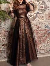 Black elegant mesh bronzing waist dress