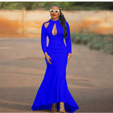 European and American Women's Banquet Evening Dress High Waist Hanging Neck Strapless Sexy African Long Dress