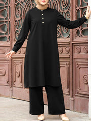 ZANZEA Women Thin Sets O-Neck Long Sleeve Blouses Elastic waist Bottoms Casual Loose Fashion Suits Ladies Daily Blouses+Trousers Plus Size