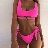 Two Piece Heart Bandage Swimwear Women Summer Push Up Padded Bra Bikini Separate Swimsuit Beach Bathing Suit