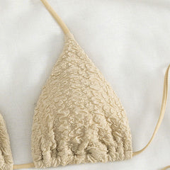 New pure color swimsuit leaky back high waist European and American bikini beach sexy side tie swimsuit