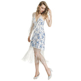 New women's wish Dunhuang sexy sleeveless suspender dress fringed dress