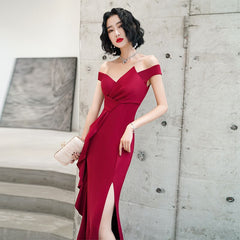 Toast clothing bride 2022 new red high-end sense one-shoulder fishtail light luxury niche high-end evening dress skirt women