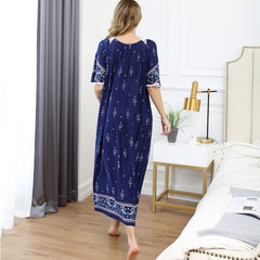 Spring Nightgown Women Viscose Lace Nightdress Short Sleeve Sleepdress Summer Casual Long Nightshirt Ladies Plus Size Nightdress