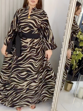 Breathable and comfortable v-neck printed tie dress