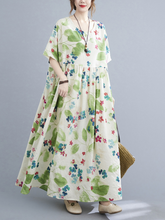 Oversized women's 2023 summer new style literary fat MM fattening enlarged and thin printed short-sleeved dress