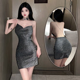 Sexy Women's Lingerie Solid Color Bag Backless Camisole Nightdress