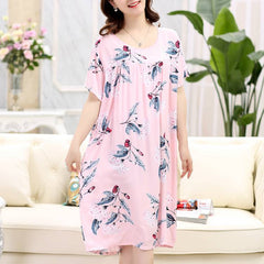 Nightgowns Women Printed Trendy Sweet Plus Size 5XL Chic Korean Style Lovely Home Womens Sleepshirts Nightwear Comfortable