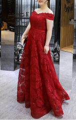 Women's Plus Size Off Shoulder Lace Embroidery Bridal Dress Banquet Party Dress Long