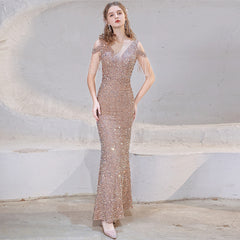 Ladies long fishtail sequin banquet dress