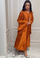 Orange Elegant Satin Oversized Dress