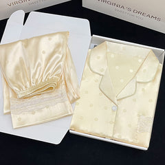 Summer women's short-sleeved trousers gentle wave dot lace women's pajamas silk home service suit