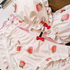 مجموعة حمالة صدر يابانية لطيفة وحلوة بدون حلقة مثلثة من الفولاذ وأذن خشبية مريحة ورقيقة ومثير للفتيات