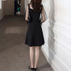 Ladies V-neck Short Long Sleeve Simple Party Dress Fashion Banquet Evening Dress