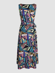 Multicolored Geometric Print Sleeveless Dress